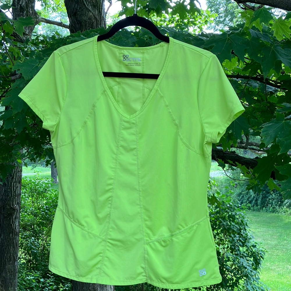 Actra Fluorescent Yellow Sport Top with Pocket Size L Like NEW